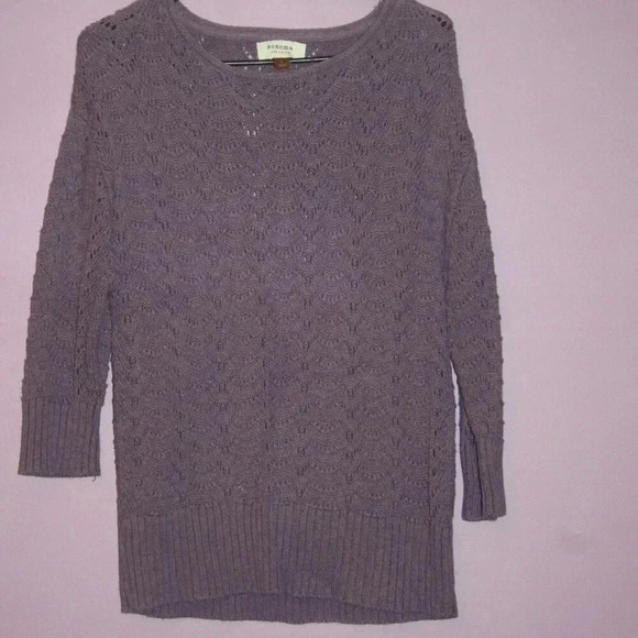 Sonoma Purple Roll Neck Sweater Size Large Crew Style 100% Cotton 3/4 Length - Picture 1 of 15